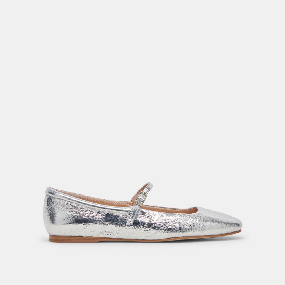 Dolce Vita Reyes Wide Ballet Flats Silver Distressed Leather Dolce Vita Reyes Wide Ballet Flats Silver Distressed Leather