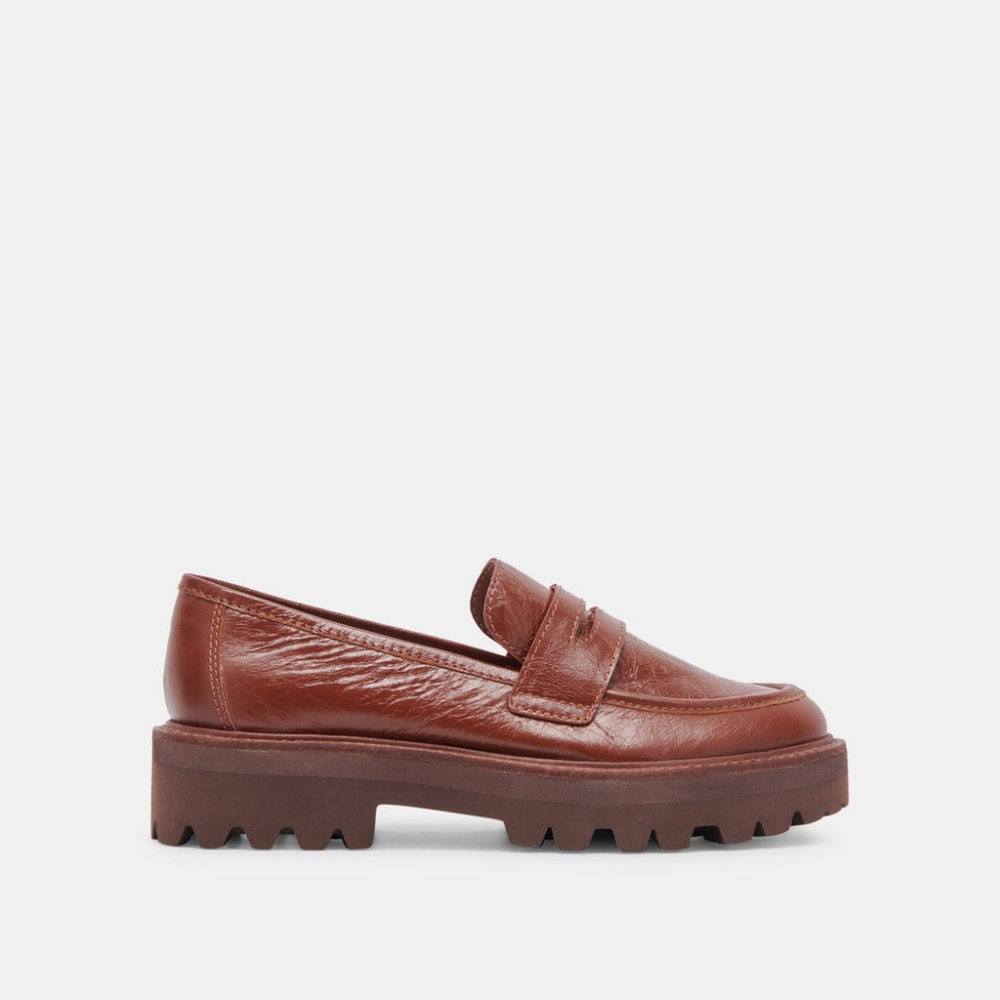 Dolce Vita Malila Loafers Brown Crinkle Patent