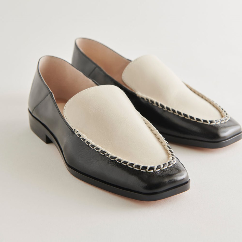 Dolce Vita Beny Wide Flats White Black Crinkle Patent Dolce Vita Beny Wide Flats White Black Crinkle Patent