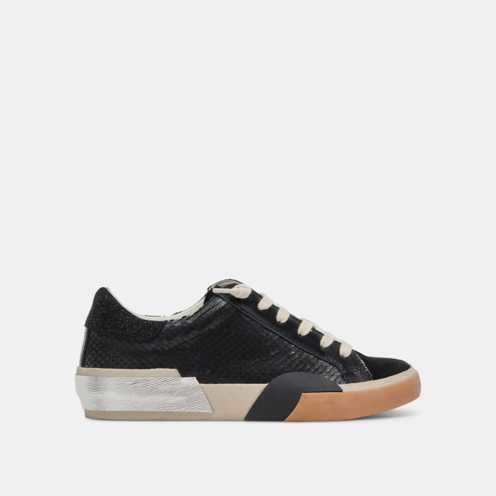 Dolce Vita Zina Sneakers Onyx Embossed Leather