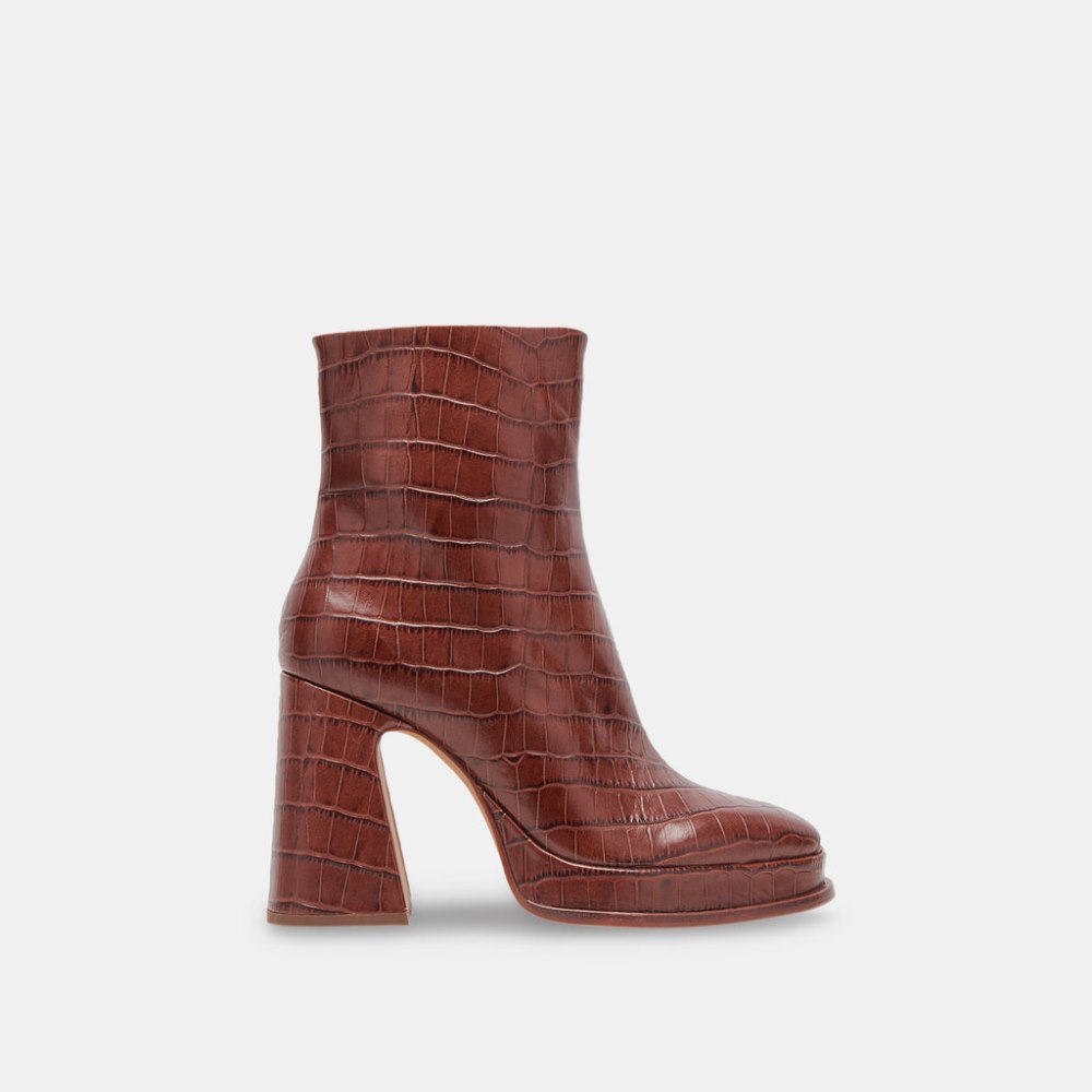 Dolce Vita Lochly Boots Walnut Embossed Leather Dolce Vita Lochly Boots Walnut Embossed Leather
