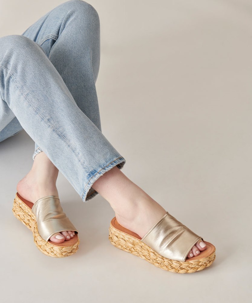 Dolce Vita Pablos Sandals Light Gold Metallic Leather