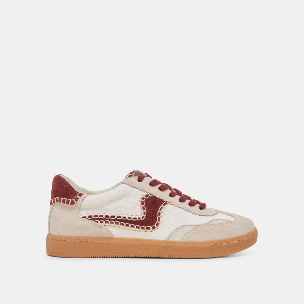 Dolce Vita Notice Stitch Sneakers White Red Calf Hair